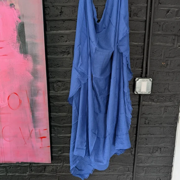 Blue Draped Cotton Cover-Up - Picture 1 of 5